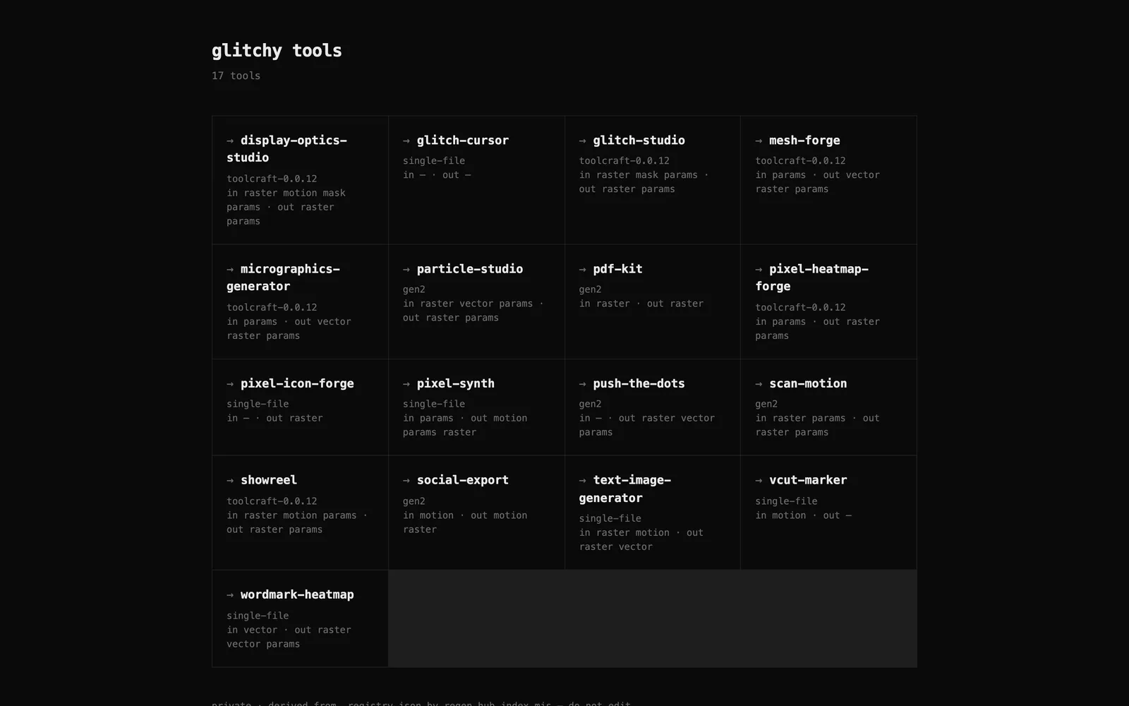 Каталог инструментов glitchy.computer
